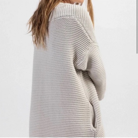 Mod Ref Chunky Knit Longline Cardigan Sweater: Gray Pockets Size XS - Picture 1 of 6